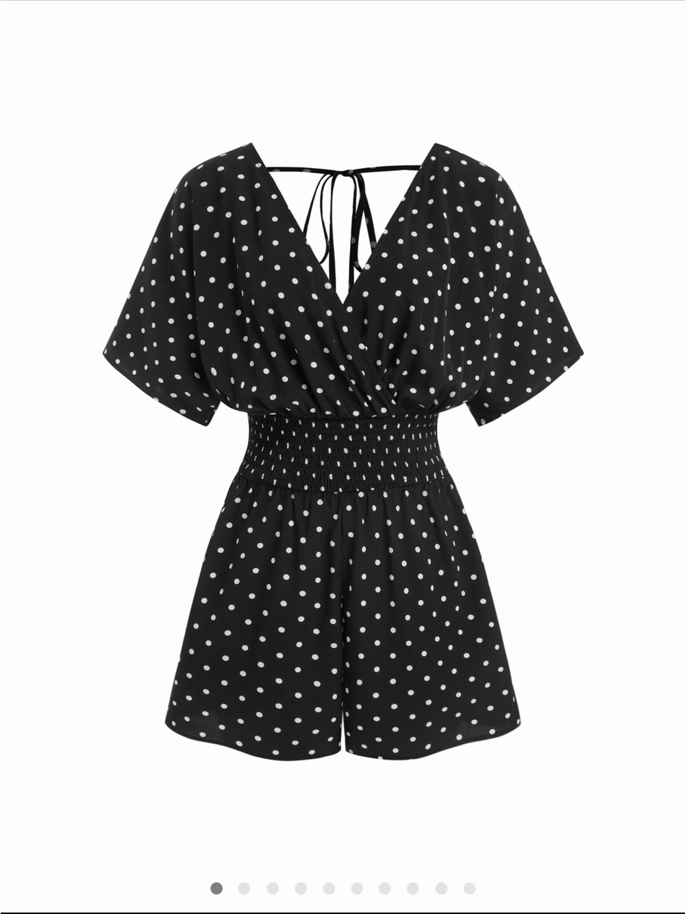 Cider Black Polka Dot Short Sleeve Romper